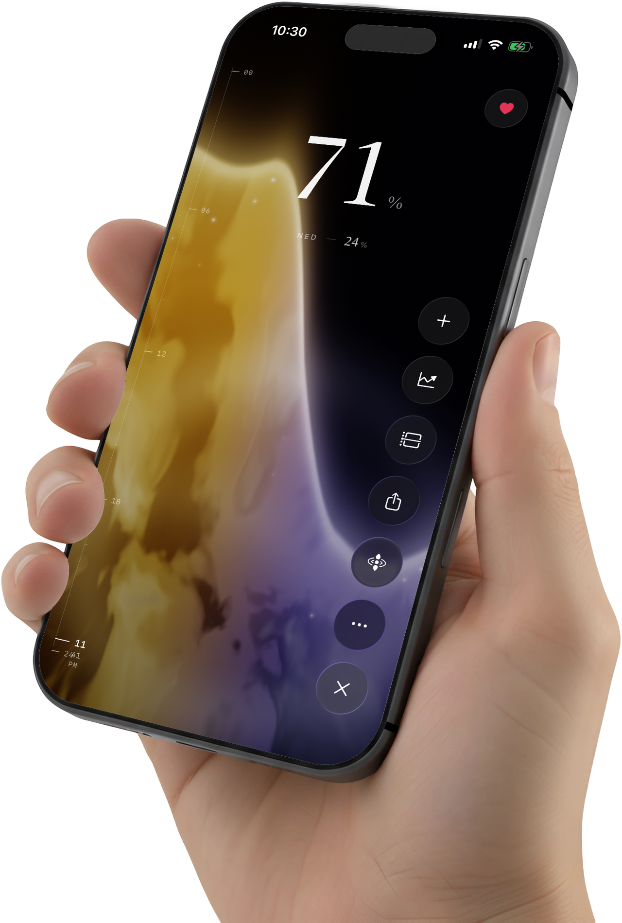 Two hands holding phones showing partners' social battery levels in the Syncra app